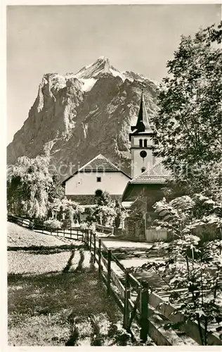 AK / Ansichtskarte Grindelwald mit Kirche und Wetterhorn Grindelwald