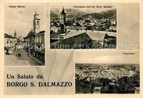 AK / Ansichtskarte Borgo_San_Dalmazzo Piazza Martiri Panorama Borgo_San_Dalmazzo