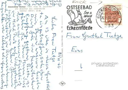 AK / Ansichtskarte Altenhof_Eckernfoerde Gaststaette Kiekut Altenhof Eckernfoerde