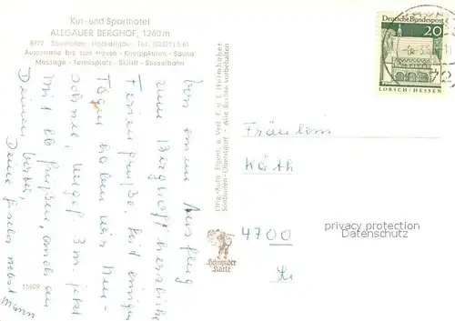 AK / Ansichtskarte Sonthofen_Oberallgaeu Kur  und Sporthotel Allgaeuer Berghof Winterlandschaft Allgaeuer Alpen Sonthofen Oberallgaeu