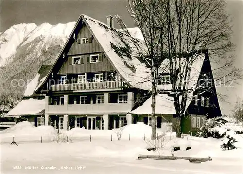 AK / Ansichtskarte Oberstdorf Muetterkurheim Hohes Licht im Winter Allgaeuer Alpen Oberstdorf