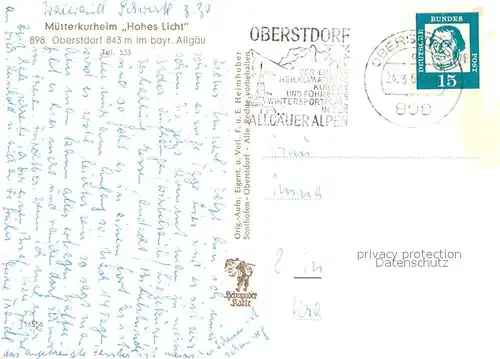 AK / Ansichtskarte Oberstdorf Muetterkurheim Hohes Licht im Winter Allgaeuer Alpen Oberstdorf