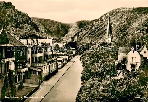 AK / Ansichtskarte Thale_Harz Hubertusstrasse Blick zur Kirche Thale_Harz