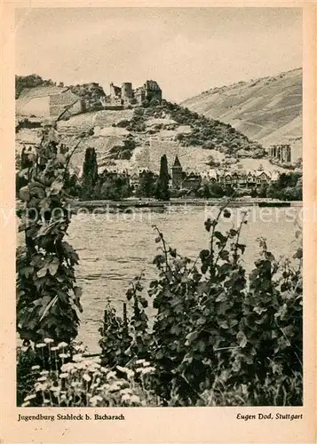 AK / Ansichtskarte Bacharach_Rhein Blick ueber den Rhein zur Jugendburg Stahleck Bacharach Rhein