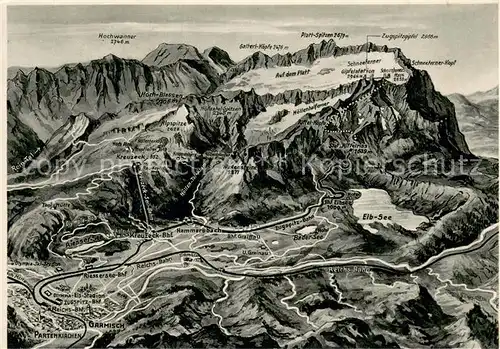 AK / Ansichtskarte Garmisch Partenkirchen und Umgebung Eibsee Zugpsitze Wettersteingebirge aus der Vogelperspektive Garmisch Partenkirchen