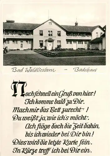 AK / Ansichtskarte Bad_Waldliesborn Badehaus Poesie Bad_Waldliesborn