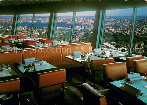 AK / Ansichtskarte Hamburg Drehbares Restaurant im Fernsehturm mit Blick auf Stadt und Alster Hamburg