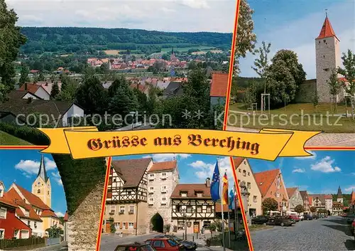 AK / Ansichtskarte Berching Panorama Stadttor Markt Kirche Berching