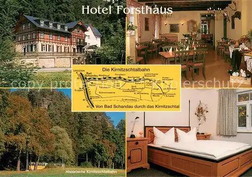 AK / Ansichtskarte Bad_Schandau Hotel Forsthaus Gaststube Zimmer Kirnitzschtalbahn Bad_Schandau