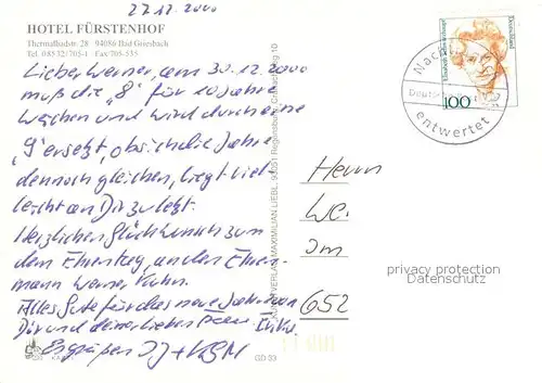 AK / Ansichtskarte Bad_Griesbach_Rottal Hotel Fuerstenhof Liegewiese Gaststube Grill Bad_Griesbach_Rottal
