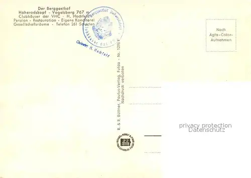 AK / Ansichtskarte Vogelsberg_Rhoen Panorama Hoherodskopf Taufstein VHC Clubhaeuser Jugendherberge Forellenteich Vogelsberg Rhoen