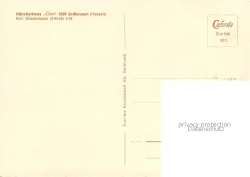 AK / Ansichtskarte Erdhausen_Gladenbach Kuenstlerhaus Lenz Erdhausen_Gladenbach