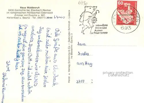 AK / Ansichtskarte Gaimuehle_Eberbach Haus Waldesruh Gaimuehle_Eberbach