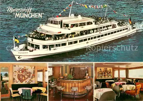 AK / Ansichtskarte Bodensee_Region Motorschiff Muenchen Gastraeume Bar Bodensee Region