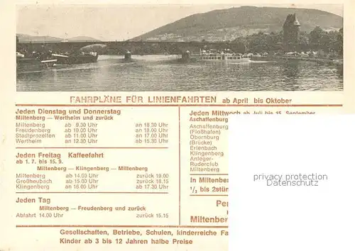 AK / Ansichtskarte Miltenberg_Main Hans Henneberger Personenschiffsreederei am Main Gastraeume Anlegestelle MS Goethe und MS Mozart Miltenberg Main