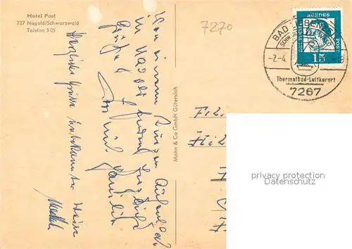 AK / Ansichtskarte Nagold Hotel Post Brunnen Nagold