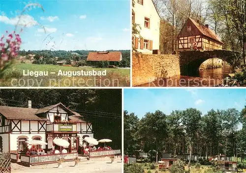 AK / Ansichtskarte Liegau Augustusbad Teilansicht Grundmuehle Forellenschaenke Bungalowsiedlung Liegau Augustusbad