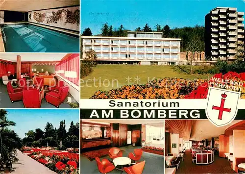 AK / Ansichtskarte Bad_Pyrmont Sanatorium Am Bomberg Hallenbad Aufenthalts und Gastraeume Park Bad_Pyrmont