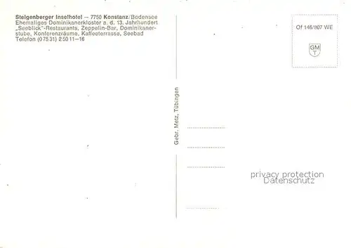 AK / Ansichtskarte Konstanz_Bodensee Steigenberger Inselhotel Gaststube Terrasse Konstanz_Bodensee