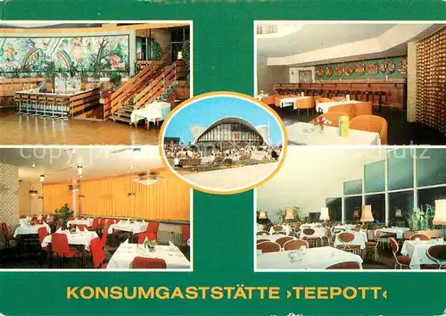AK / Ansichtskarte Rostock Warnemuende Konsum Gaststaette Teepott Bar Aussenansicht Restaurant Cafe Rostock Warnemuende