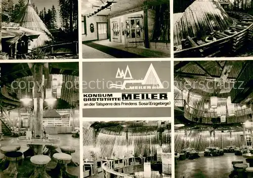 AK / Ansichtskarte Sosa_Erzgebirge Konsum Gaststaette Meiler an der Talsperre des Friedens Details Sosa Erzgebirge
