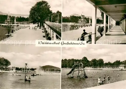 AK / Ansichtskarte Grossschoenau_Sachsen Waldstrandbad mit Sprungturm Details Grossschoenau Sachsen