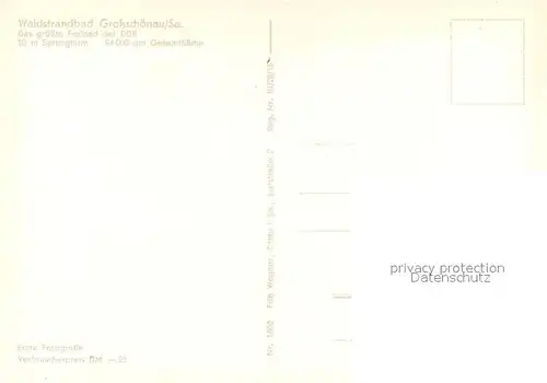 AK / Ansichtskarte Grossschoenau_Sachsen Waldstrandbad mit Sprungturm Details Grossschoenau Sachsen