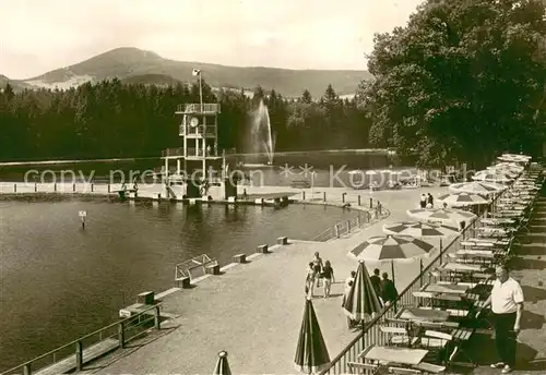 AK / Ansichtskarte Grossschoenau_Sachsen Waldstrandbad mit Sprungturm Grossschoenau Sachsen