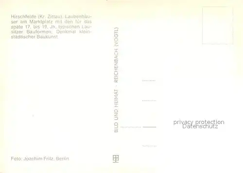 AK / Ansichtskarte Hirschfelde_Sachsen Laubenhaeuser am Marktplatz Hirschfelde Sachsen