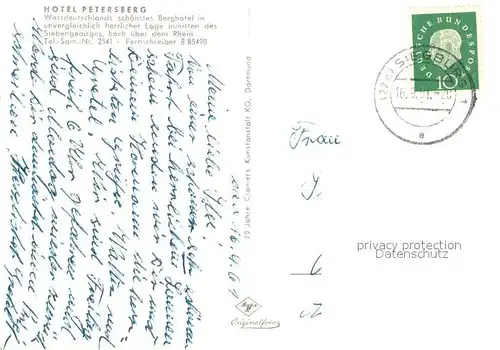 AK / Ansichtskarte Siegburg Berghotel Petersberg Fliegeraufnahme Siegburg