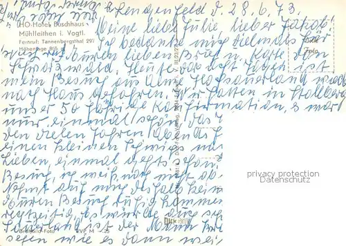 AK / Ansichtskarte Muehlleiten_Vogtland HO Hotel Buschhaus Muehlleiten_Vogtland