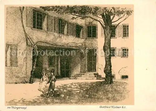 AK / Ansichtskarte Alt_Luzern_LU Im Buergerasyl Zeichnung von Schuelern der Kantonsschule Alt_Luzern_LU