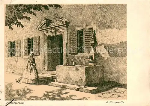 AK / Ansichtskarte Alt_Luzern_LU Im Buergerasyl Zeichnung von Schuelern der Kantonsschule Alt_Luzern_LU