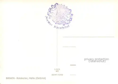 AK / Ansichtskarte Bremen Ratskeller Halle Innenansicht Bremen