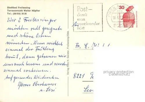 AK / Ansichtskarte Freilassing Stadtbad Freibaeder Terrassencafe Hoepfler Freilassing