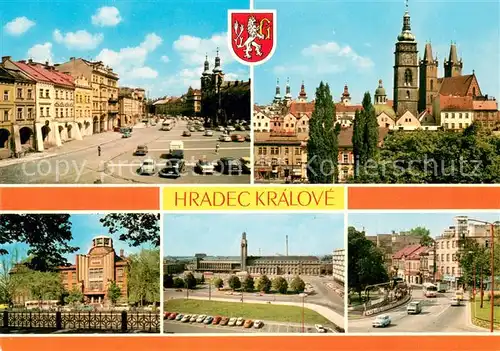 AK / Ansichtskarte Hradec_Kralove_Koeniggraetz Zizkovo namesti Historicke panorama Muzeum Hlavni nadrazi CSD Dukelska trida 
