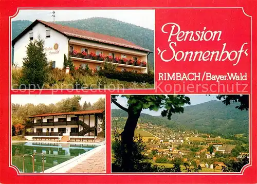 AK / Ansichtskarte Rimbach_Bayrischer_Wald Pension Sonnenhof Schwimmbad Panorama Rimbach_Bayrischer_Wald