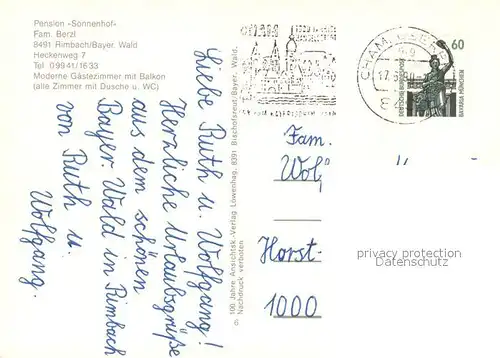 AK / Ansichtskarte Rimbach_Bayrischer_Wald Pension Sonnenhof Schwimmbad Panorama Rimbach_Bayrischer_Wald