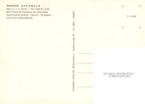 AK / Ansichtskarte Feldwies Kurhotel Buchwald Gaestehaus Rank Feldwies