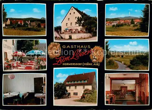 AK / Ansichtskarte Hormersdorf_Mittelfranken Gasthaus Zum Loewen Terrasse Gastraum Zimmer Terrasse Hormersdorf Mittelfranken