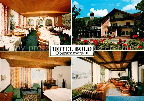 AK / Ansichtskarte Oberammergau Hotel Boeld Gaststube Zimmer Wintergarten Oberammergau