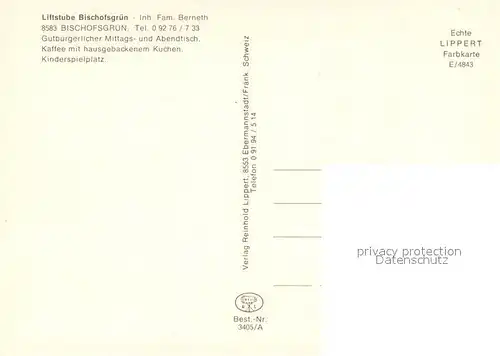 AK / Ansichtskarte Bischofsgruen Liftstube Bischofsgruen Talstation Gaststube Bischofsgruen