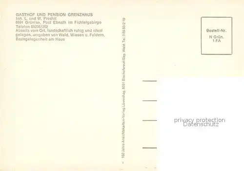 AK / Ansichtskarte Gruenlas_Oberpfalz Gasthof Pension Grenzhaus Gartenterrasse Gruenlas_Oberpfalz