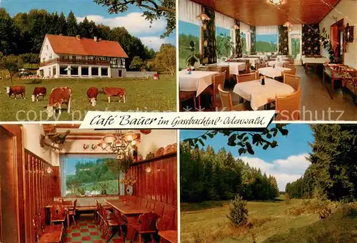AK / Ansichtskarte Hammelbach Cafe Bauer Gastraeume Landschaftspanorama Hammelbach
