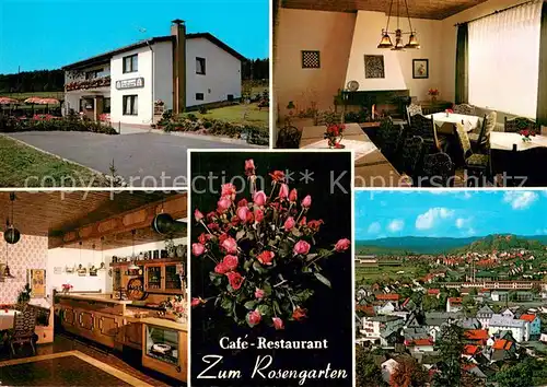 AK / Ansichtskarte Gladenbach Cafe Restaurant Zum Rosengarten Gastraeume Panorama Gladenbach
