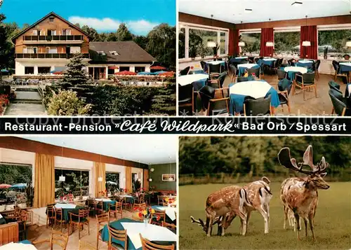 AK / Ansichtskarte Bad_Orb Restaurant Pension Cafe Wildpark Gastraeume Hirsche Bad_Orb