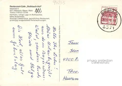 AK / Ansichtskarte Boebrach Restaurant Rothbach Hof Terrasse Gaststube Weiher Boebrach
