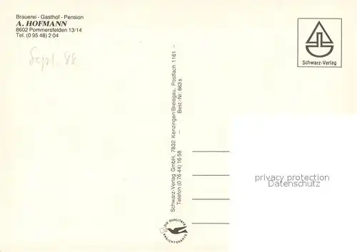 AK / Ansichtskarte Pommersfelden Brauerei Gasthof Pension Hofmann Pommersfelden