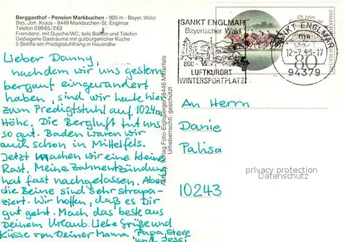 AK / Ansichtskarte St_Englmar Berggasthof Pension Markbuchen St_Englmar