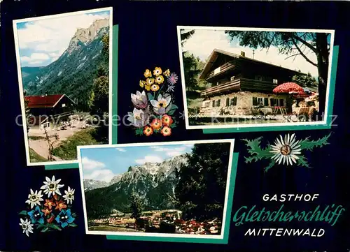 AK / Ansichtskarte Mittenwald_Bayern Gasthof Gletscherschliff Panorama Terrasse Mittenwald Bayern